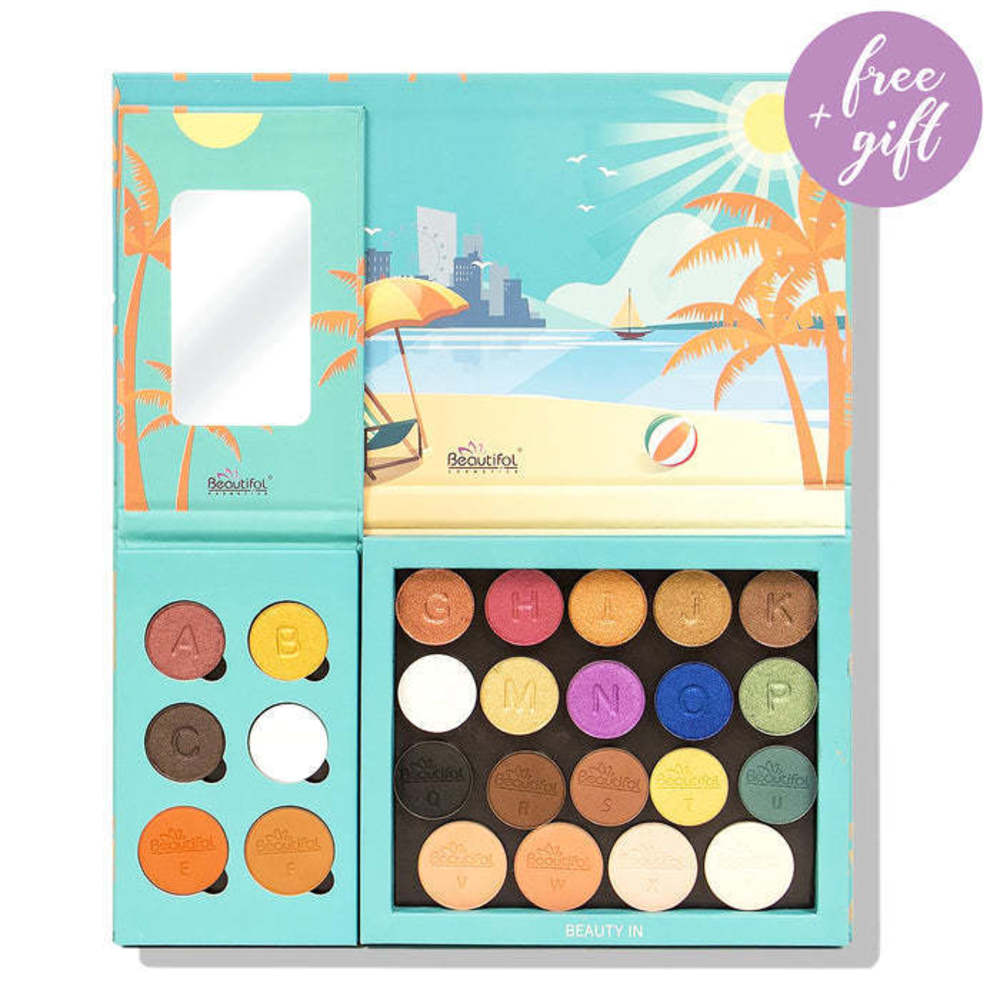 25 Colors Magnetic Palette with Mirror, Replaceable Eye & Face Makeup Shades